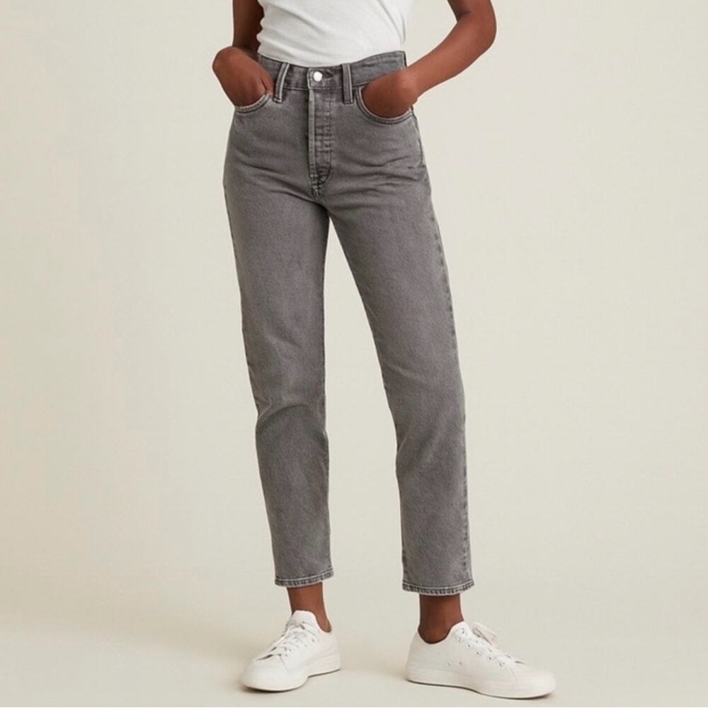 Levi's Gray Cropped High-Rise Straight Jeans
